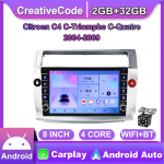 For Citroen C4 C-Triomphe C-Quatre 2004-2009 Nupunupuga Autoraadio Multimeedia Carplay 2Din Stereo Audio Android Video 2+32GB 2+32GB must