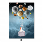 Moodne koomiksifilm Kosmos Astronaut Planeet Lapsed Plakat Kuu Lasteaed Magamistuba Kodukaunistus Maalimine L&otilde;uend Sein Kunstipilt A4 21x30cm No Frame