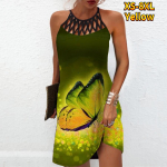 Suvine mood Seksikas varrukateta kleit Pehme vabaaja 3D-sinine liblikas printis kleit varrukateta sling-kleit suvine ripatsiga kleit XS sinine