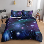 Star Print voodipesukomplekt Romantiline Meteor tekikate, 2 v&otilde;i 3 osaline padjap&uuml;&uuml;r, sobib lastele T&auml;iskasvanute tuba Pehme ja mugav kodukaunistus Baby 100x135cm