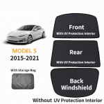 Auto klaaskatuse p&auml;ikesevari Tesla Model S jaoks eesmine tagumine katuseluuk tuuleklaas katuseakna ruloovari V&otilde;rk UV-kaitsega interj&ouml;&ouml;r 3pcs Set with AntiUV