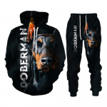 Kevad-s&uuml;gis 3D Doberman Prinditud Hoodid Dressip&uuml;ksid Meeste Kapuutsiga dressipluus 2 tk Komplektid Spordir&otilde;ivad Spordidress Meeste R&otilde;ivaste &uuml;likond M