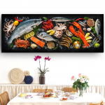 Teemantmaal kala ja mereande lauas 5D T&auml;isteemanttikandid K&auml;sitsi valmistatud mosaiik K&ouml;&ouml;giseina kunst suur suurus 20x60CM