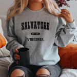 Mystic Fallsi dressipluus Salvatore'i dressipluusid Vampiirip&auml;evikute kapuutsiga pusa Unisex pikkade varrukatega pulloverid Naiste vabaaja graafilised kapuutsiga pusad S hall