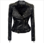 MAITA Women Trend Cool Rock Hip-hop Heavy Metal Punk Slim Rivet T&otilde;mblukuga Rev&auml;&auml;riga Vedur Must Nahkjakk XXL
