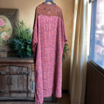 Johnature Summer Woman Vintage Retro lahtise ketaspandlaga s&auml;rk puuvillane pikkade varrukatega tr&uuml;kiga O-kaelusega vabaaja seelik One Size tumelilla v&auml;rv