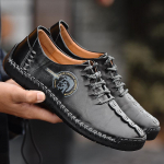 Meeste nahast kingad Sneaker 2023 Uued nahast K&auml;sitsi valmistatud kingad Meeste vabaajajalatsid 38 must