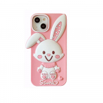 Cartoon Cute Rabbit telefoni&uuml;mbris, mis &uuml;hildub iPhone 14 13 12 Pro Max 11 7 Plus roosa stereoskoopilise silikoonkaitsega iPhone 7 Plus roosa