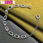 925 Sterling Silver Square inkrusteeritud mitmev&auml;rviliste AAA tsirkoonist k&auml;ev&otilde;ru ehetega 20cm