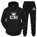 Kuum m&uuml;&uuml;k paarile Moodne spordidress King Queen kapuutsid ja dressip&uuml;ksid Kvaliteetsed mehed, naised, igap&auml;evane vabaaja spordis&ouml;rkimiskost&uuml;&uuml;m L