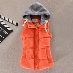 S&uuml;gis- ja talvine naiste metsikute naiste kapuutsiga puuvillane vest l&uuml;hike paks vest XXXL oranž