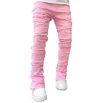 Meeste teksad Trendikas t&auml;navastiilis Stretch lapiga teksad Pehmed mugavad meeste p&uuml;ksid igap&auml;evaseks &otilde;ues kandmiseks M pink