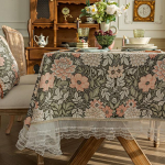 Prinditud vintage s&ouml;&ouml;gilaualina pitslilledega Diivanilaua kate Ristk&uuml;likukujuline ruudukujuline &uuml;mmargune žakaarv&auml;rvi peo&uuml;rituste sisustus Turntable-70cm