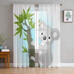 Armas koala puul t&uuml;lli kardinad elutuppa K&ouml;&ouml;gis kardinad Kodukaunistused L&auml;bipaistev kardin laste magamistuppa 135W x 114H(cm)