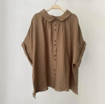 Johnature'i lahtik&auml;ivad lihtsad vintage s&auml;rgid suvised &uuml;hev&auml;rvilised vabaaja l&uuml;hikeste varrukatega k&otilde;ik sobivad lahtiste n&ouml;&ouml;pidega naiste pluusid One Size khaki