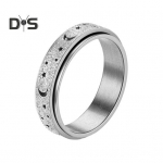 Naised Mehed Ring Moon Star Fidget Spinner Stress Stressivastane roostevabast terasest paarid P&ouml;&ouml;rlev s&otilde;rmus Ehted Kingitus US 8 roosa kuldne v&auml;rv