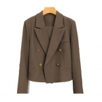 Kevadised naiste rinnaga kontoris k&auml;rbitud bleiser-rev&auml;&auml;riga &uuml;hev&auml;rviline pikkade varrukatega kahekordse jakiga &uuml;likond 3XL