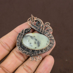 Natural Dendrite Opal Gemstone Handmade Copper Wire Wrap Pendant 2.56 m9t72