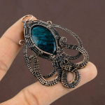 Natural Octopus Labradorite Stone Handmade Copper Wire Wrap Pendant 3.03 j9m78