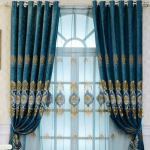2TK Euroopa stiilis &scaron;enilltikandiga paksenevad pimendavad kardinad Kvaliteetsed elutuba Magamistuba R&otilde;du Maast laeni aknad P&otilde;hjala kardinad W175*H270cm*2pcs sinine