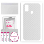 apgo Protective Skin Sticker for the back compatible with Samsung Galaxy M30s, Wrap Film, Foil, Vinyl - Pattern Transparent Carbon