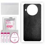 apgo Protective Skin Sticker for the back compatible with Cubot Note 20 Pro, Wrap Film, Foil, Vinyl - Pattern Black Leather