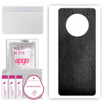 apgo Protective Skin Sticker for the back compatible with Cubot Max 3, Wrap Film, Foil, Vinyl - Pattern Black Leather