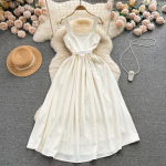 Elegantne seksikas ruudukujuline kaelus k&otilde;rge v&ouml;&ouml;kohaga libisemiskleit Haldjas vabaaja A-kujuline kleit suvine rannapuhkus Vestidos naiste boho p&auml;ikesekleit S