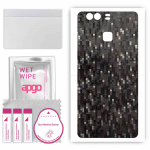 apgo Protective Skin Sticker for the back compatible with Huawei P9 Plus, Wrap Film, Foil, Vinyl - Pattern Carbon Black Pixel