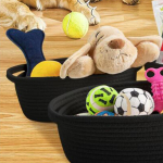 Cotton Rope Basket Desktop Sundries Storage under Shelf with Handles for Towel roosa