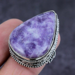 Natural Lepidolite Stone Gemstone Handmade 925 Sterling Silver Ring Size 10 h6f04