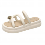 Naiste platvormiga pl&auml;tud vabaaja kiiludega sandaalid kaare toega Suvised tursked kontsadega liugused Kerged naiste rannasussid 35 valge