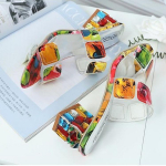 Naiste v&auml;rvilised tursked kontsadega sandaalid kivist sisekujundusega, avatud varbaga keskmised kontsad, stiilsed igap&auml;evaseks kandmiseks m&otilde;eldud sandaalid 43 mitmev&auml;rviline