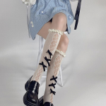 1 paar armsaid vasikasokke lastele T&uuml;drukutele Printsess Lolita Bow Ruffle P&otilde;lvek&otilde;rged sokid Suvistele &Otilde;hukesed V&otilde;rk-hingavad sokid