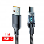 120 W 6A USB-t&uuml;&uuml;pi C-t&uuml;&uuml;pi C-t&uuml;&uuml;pi kaabel Kiirlaadimis-USB-C-andmesidekaabel LED-ekraaniga Xiaomi Samsung Huawei jaoks 1M