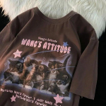 Puuvillane armas graafiline T-s&auml;rk Suvine mood lahtised naiste vintage isikup&auml;ra V&auml;rske kunst Kawaii riided L&uuml;hikeste varrukatega Topid Harajuku paarile vabaaja s&auml;rk S