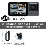 Uus 4K armatuurkaamera 3-kanaliline auto-DVR esi- ja tahavaatekaamera WIFI-videosalvesti &ouml;&ouml;versioon armatuurkaamera autodele, must kast Wifi-3 Channel