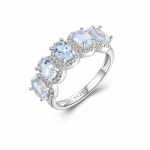 Imeilus Statement H&otilde;bes&otilde;rmus Naisele Naturaalse Akvamariiniga M&auml;rtsi S&uuml;nnikivi Suurenda Julgust ja Enesekindlust Kivi Luksuslikud Ehted US RING SIZE:7#