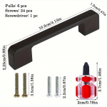 6 tk mattmust kapit&otilde;mbekapp k&ouml;&ouml;gikapi t&otilde;mbehoidjad kummutisahtlid vannitoa alumiiniumist mustad t&otilde;mbed kahes suuruses kruvide ja 1 tk kruvikeerajaga 6pcs