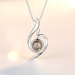 925 Sterlingh&otilde;be Projektsioon 100 keeles Ma armastan sind Kaelakee Naissoost Projektsioon Naiste Rangluukett 925 valge