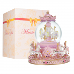 P&ouml;&ouml;rlev karussell muusikakast Kristallkuuli valgustusega lumegloobuse &uuml;lest&otilde;stetav muusikakast v&auml;rvilised tuled 8 Horses roosa