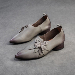 Johnature Terava varbaga Kitten Heels Retro ehtsast nahast pumbad Mitmek&uuml;lgsed commuter naiste libisemiskingad 35 hall v&auml;rv