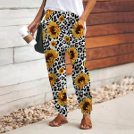 Naiste 3D musta p&auml;evalilleprintiga p&uuml;ksid pitsiga elastne v&ouml;&ouml;koht vabad p&uuml;ksid vabaaja pikad p&uuml;ksid taskutega p&uuml;ksid XS valge