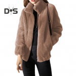 Daami talvejope krae Kaelakaitse Kahepoolne paks pl&uuml;&uuml;s &uuml;hev&auml;rviline pikkade varrukatega t&otilde;mblukuga suletav kardigan igap&auml;evane reisijakk XXXL