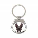 Boston Terrier, American Gentleman - geometric keychain with a photo and the inscription Art-Dog