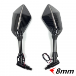 2tk/paar Mootorratta tahavaatepeegel Roller motokrossi tahavaatepeeglid Elektrombiline tagumine k&uuml;lg kumer peegel 8/10mm s&uuml;sinikkiust 8mm