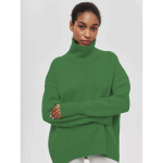 Naiste s&uuml;gistalvised avara kaelusega kampsun, pikkade varrukatega &uuml;lisuur sviiter, s&uuml;gisene vaba džemper, paksud soojad kootud sviitrid naistele XXXL roheline