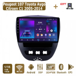 Android Autoraadio Peugeot 107 Toyota Aygo Citroen C1 2005-2014 jaoks Multimeediapleier Peaseade Stereo GPS-navigatsioon BT WIFI 1+16GB 1+16GB