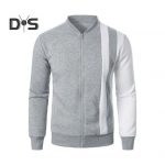 S&uuml;giskevadine meeste jope, krae, t&otilde;mblukk, pikad varrukad, v&auml;rviga kokkusobiv elastne mansett &auml;&auml;riskardigan Slim Fit sportmantel XXL helehall v&auml;rv