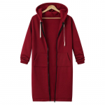 Suvised naiste tasku t&otilde;mblukuga Disain Longline Hoodie Femme vabaaja pikkade varrukatega mantel ja jakid Kombinesoonid XXXXXL veinipunane v&auml;rv